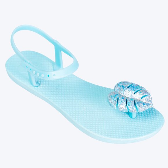 ZHOELALA — Sandals Comfort "TROPICAL LEAVES" • Sky Blue - Picture 3 of 8